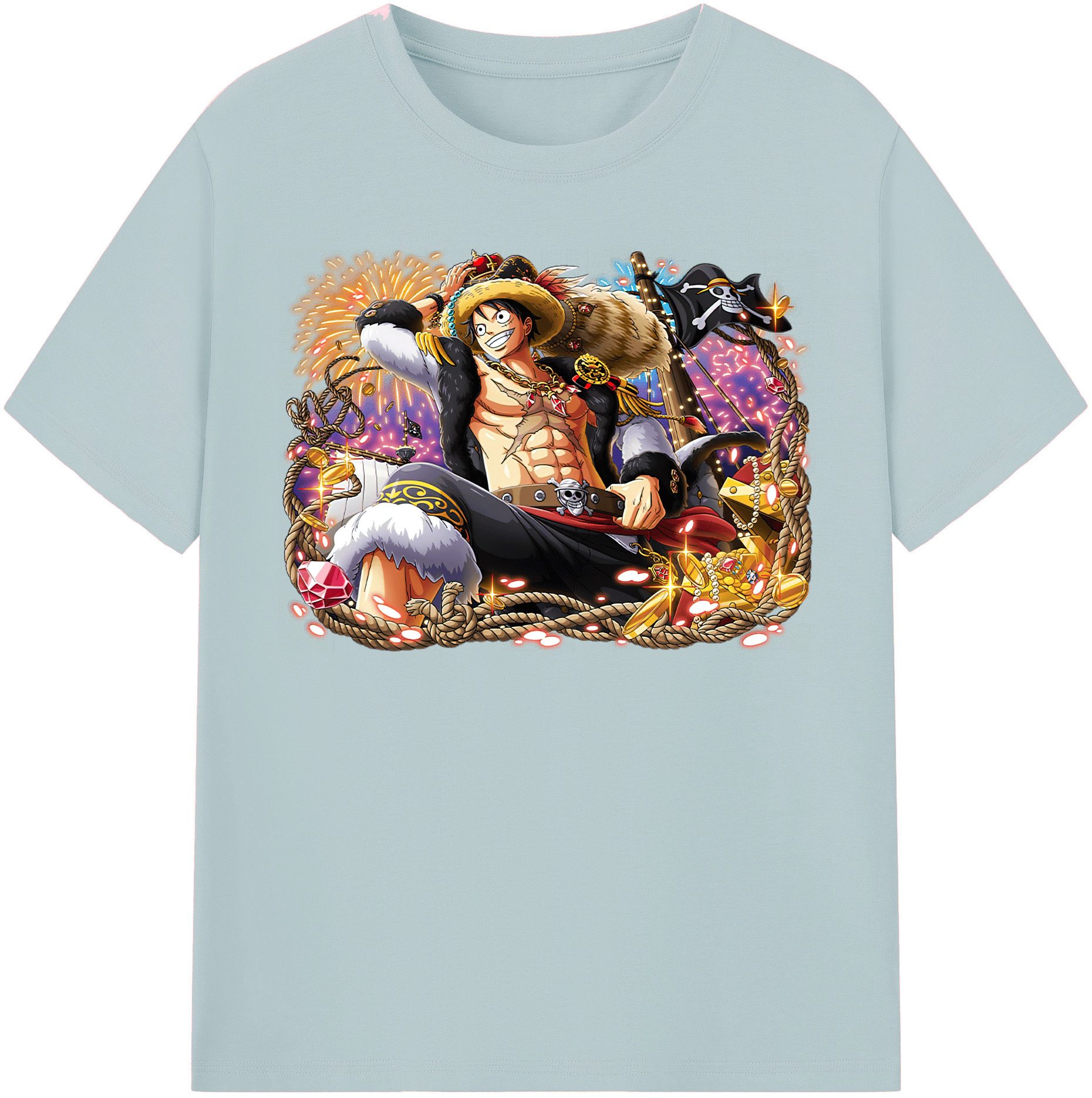 ワンピース モンキー・D・ルフィ ONE PIECE Monkey D. Luffy 綿100％半袖Tシャツ（フロントプリント）